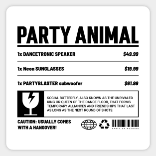 Party Animal Warning Label Sticker